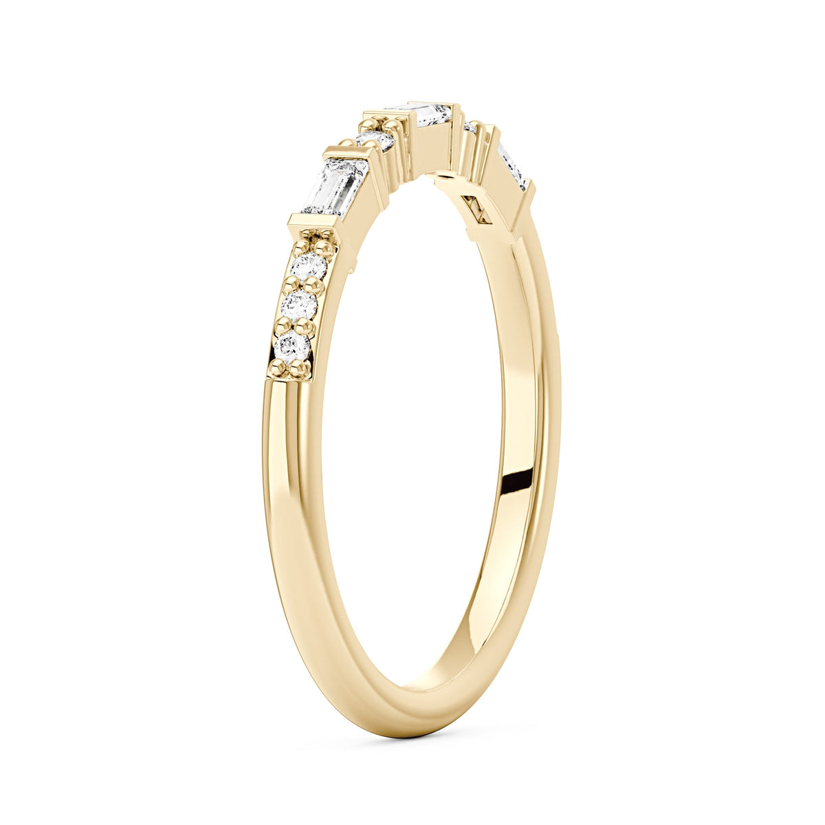 Art Deco Emerald Round Moissanite Half Eternity Band - NavianJewelry™