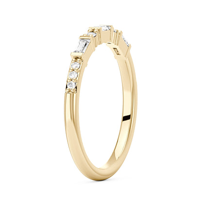 Art Deco Emerald Round Moissanite Half Eternity Band - NavianJewelry™