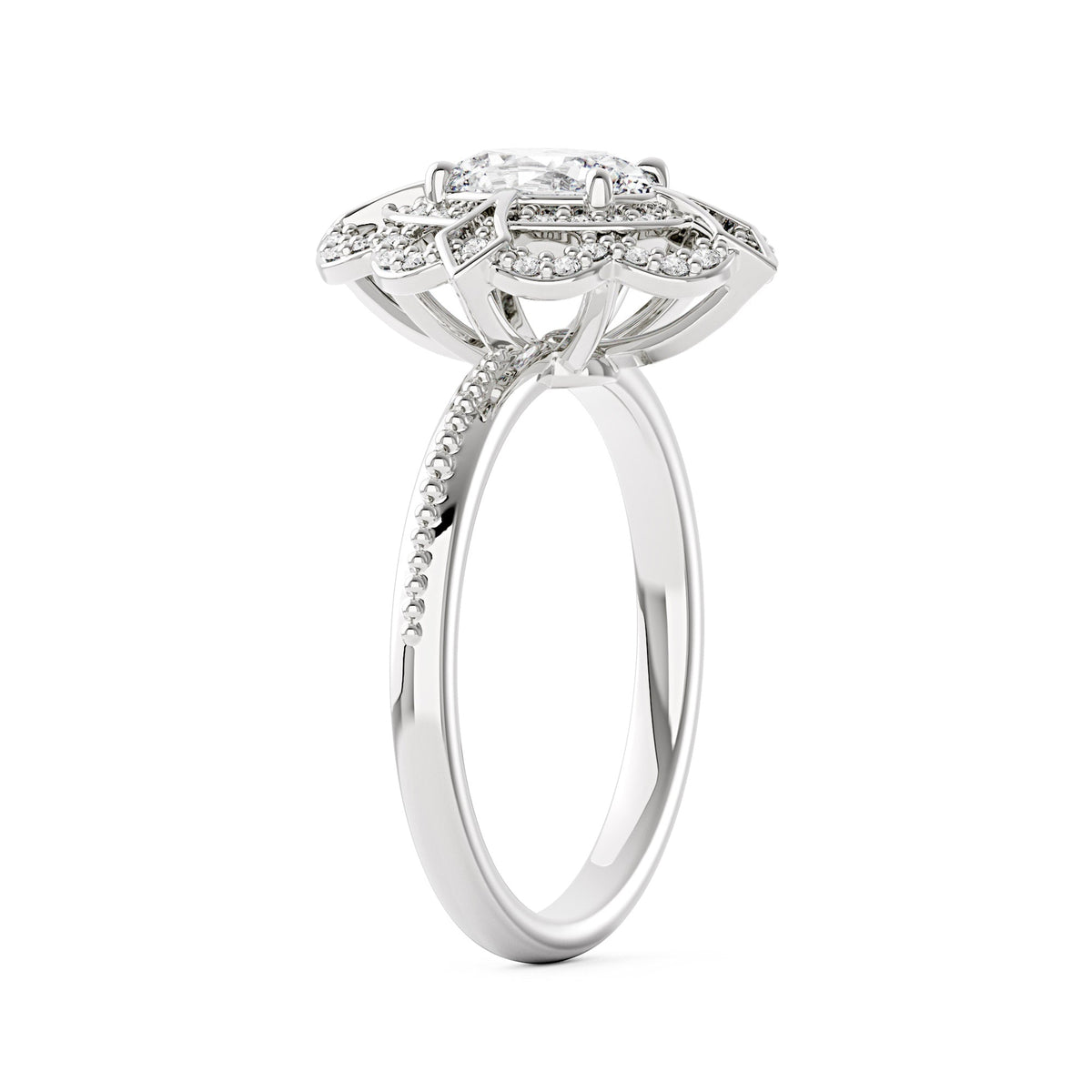 Art Deco Oval Pavé Halo Moissanite Ring - NavianJewelry™