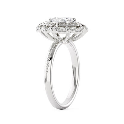 Art Deco Oval Pavé Halo Moissanite Ring - NavianJewelry™