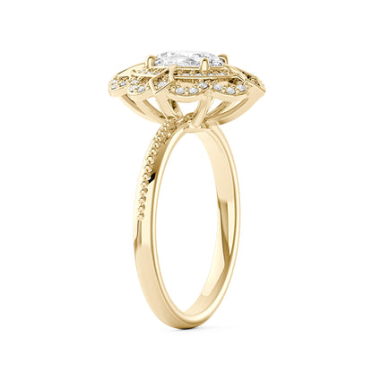 Art Deco Oval Pavé Halo Moissanite Ring - NavianJewelry™