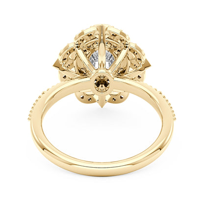 Art Deco Oval Pavé Halo Moissanite Ring - NavianJewelry™