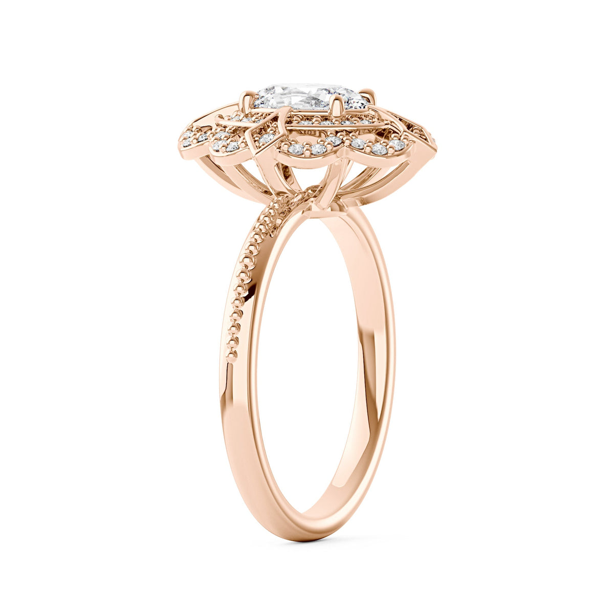 Art Deco Oval Pavé Halo Moissanite Ring - NavianJewelry™