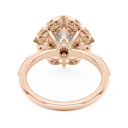 Art Deco Oval Pavé Halo Moissanite Ring - NavianJewelry™