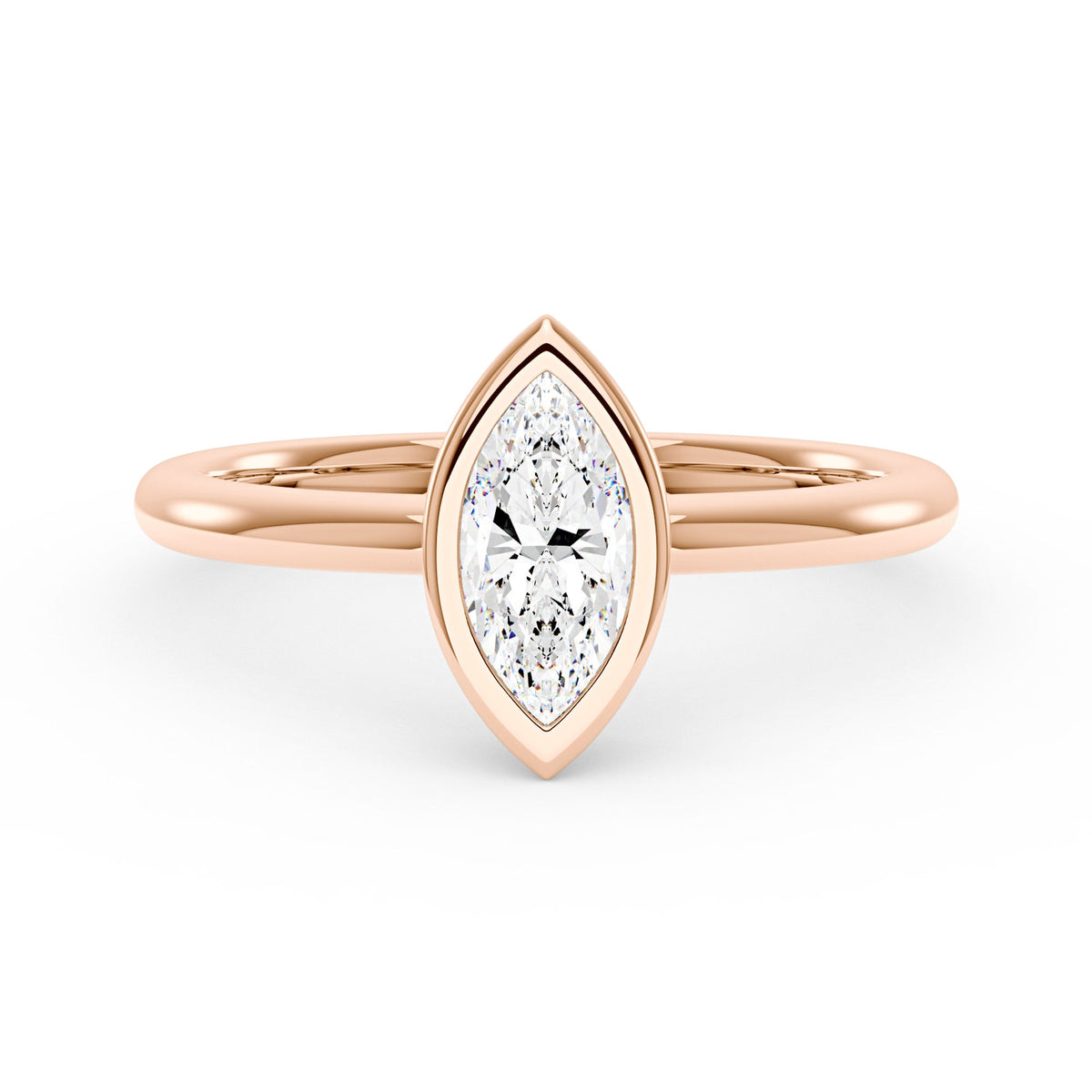 Marquise Cut Moissanite Bezel Ring - NavianJewelry™