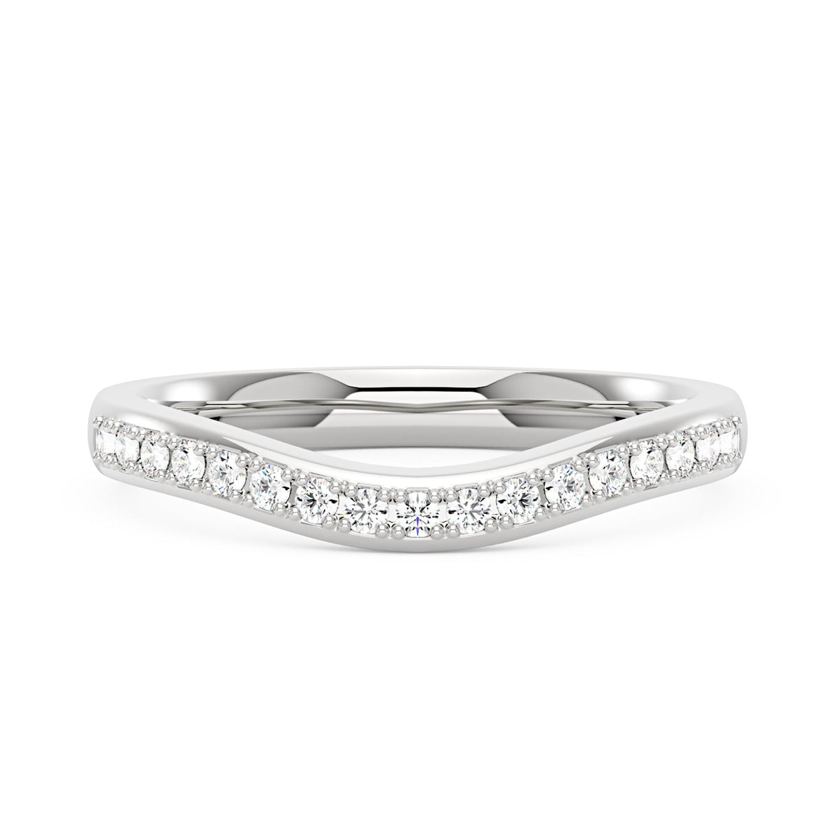 Art Deco Curved Moissanite Pavé Half Eternity Band - NavianJewelry™