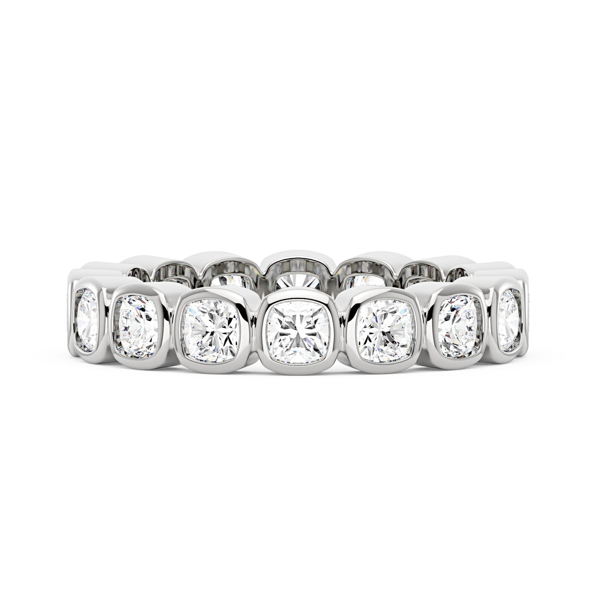 Cushion Moissanite Bezel Eternity Band - NavianJewelry™