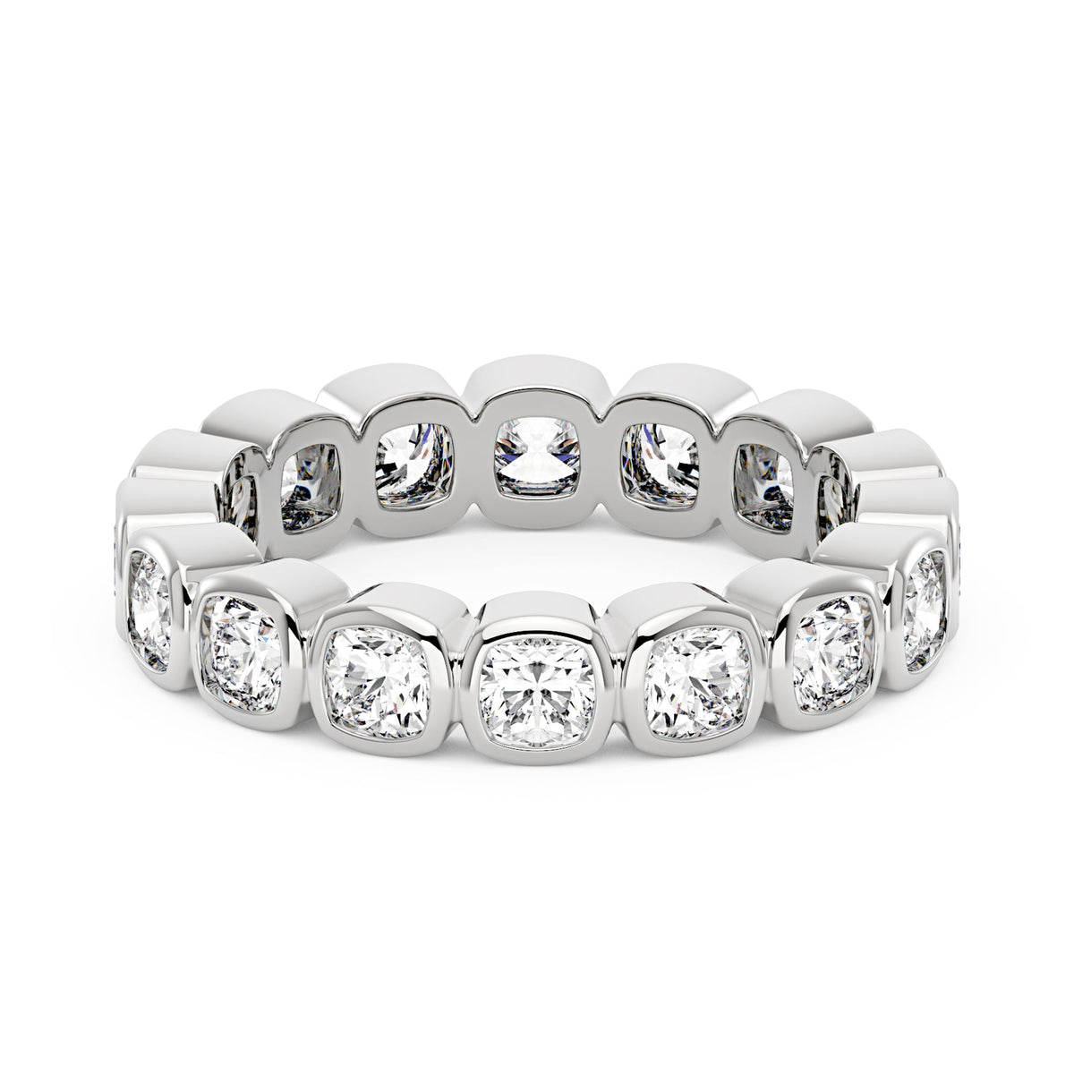 Cushion Moissanite Bezel Eternity Band - NavianJewelry™