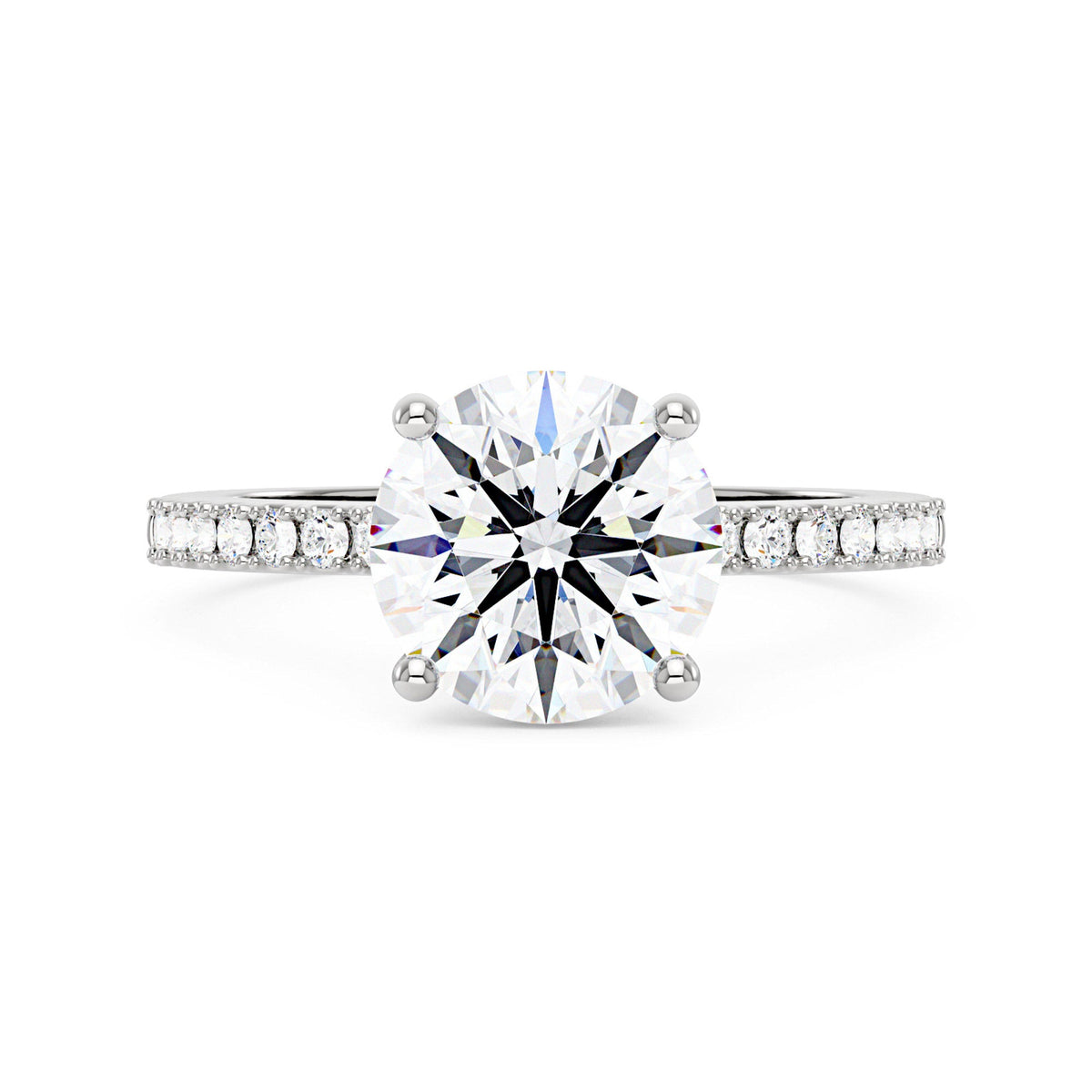 Dazzling Round Moissanite Pave Band Engagement Ring - NavianJewelry™