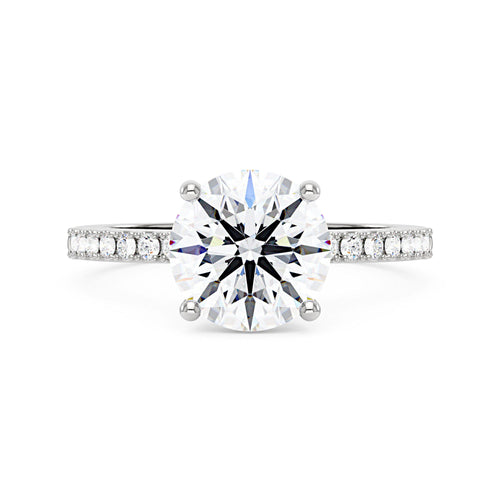 Dazzling Round Moissanite Pave Band Engagement Ring - NavianJewelry™