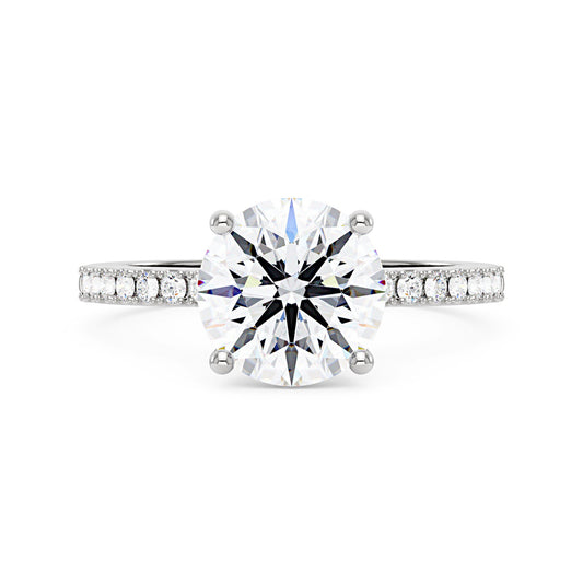 Dazzling Round Moissanite Pave Band Engagement Ring - NavianJewelry™