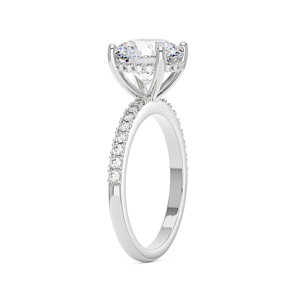 Dazzling Round Moissanite Pave Band Engagement Ring - NavianJewelry™