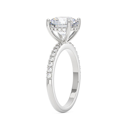 Dazzling Round Moissanite Pave Band Engagement Ring - NavianJewelry™