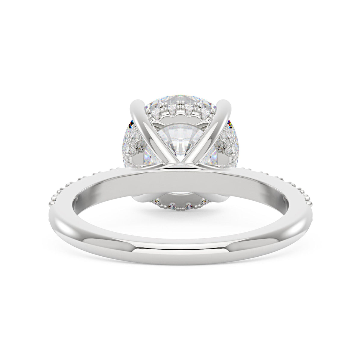 Dazzling Round Moissanite Pave Band Engagement Ring - NavianJewelry™