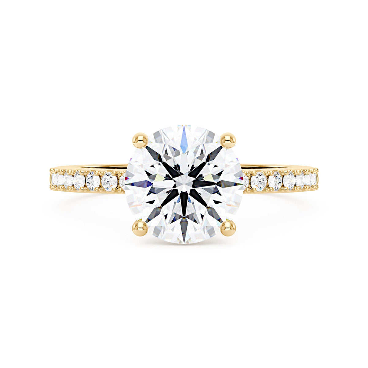 Dazzling Round Moissanite Pave Band Engagement Ring - NavianJewelry™