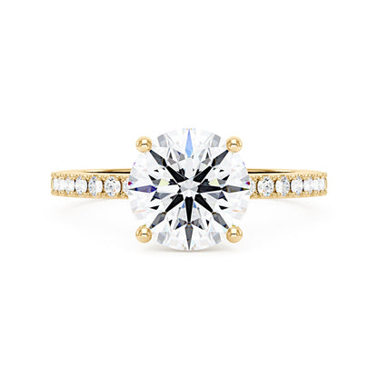 Dazzling Round Moissanite Pave Band Engagement Ring - NavianJewelry™