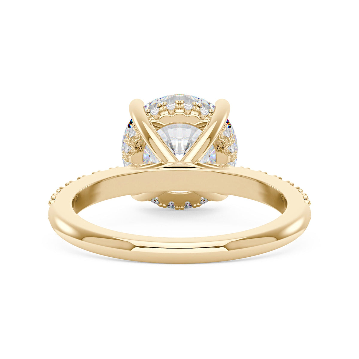 Dazzling Round Moissanite Pave Band Engagement Ring - NavianJewelry™