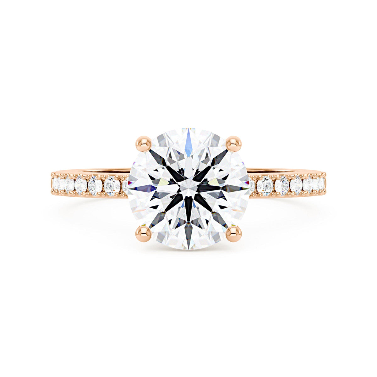 Dazzling Round Moissanite Pave Band Engagement Ring - NavianJewelry™