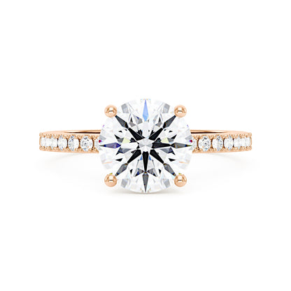 Dazzling Round Moissanite Pave Band Engagement Ring - NavianJewelry™