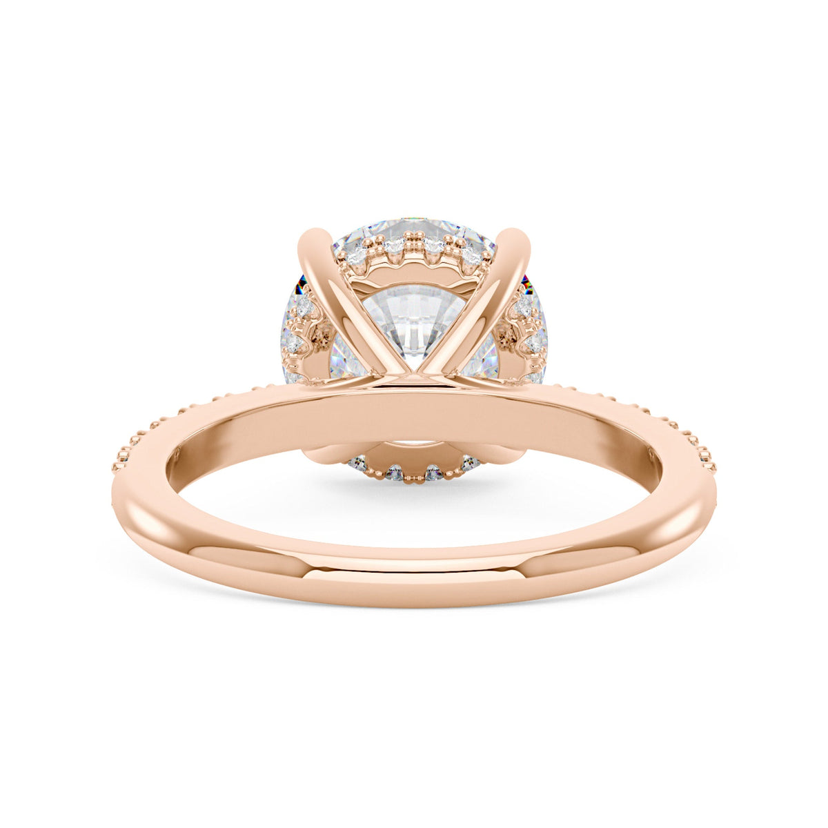 Dazzling Round Moissanite Pave Band Engagement Ring - NavianJewelry™