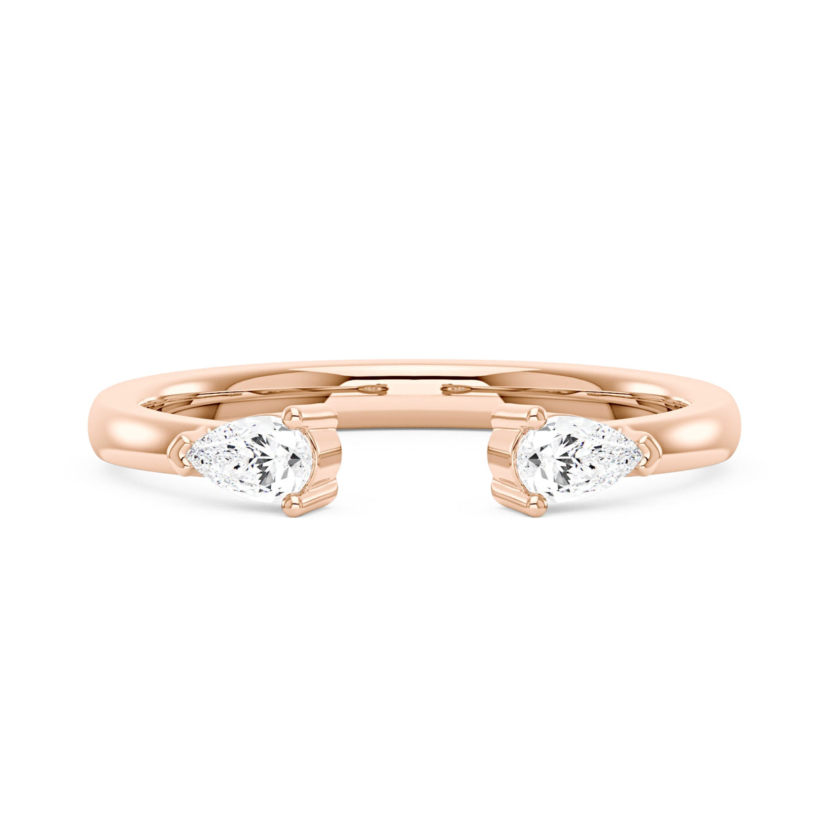 Twin Pear Moissanite Open Wedding Band Ring - NavianJewelry™