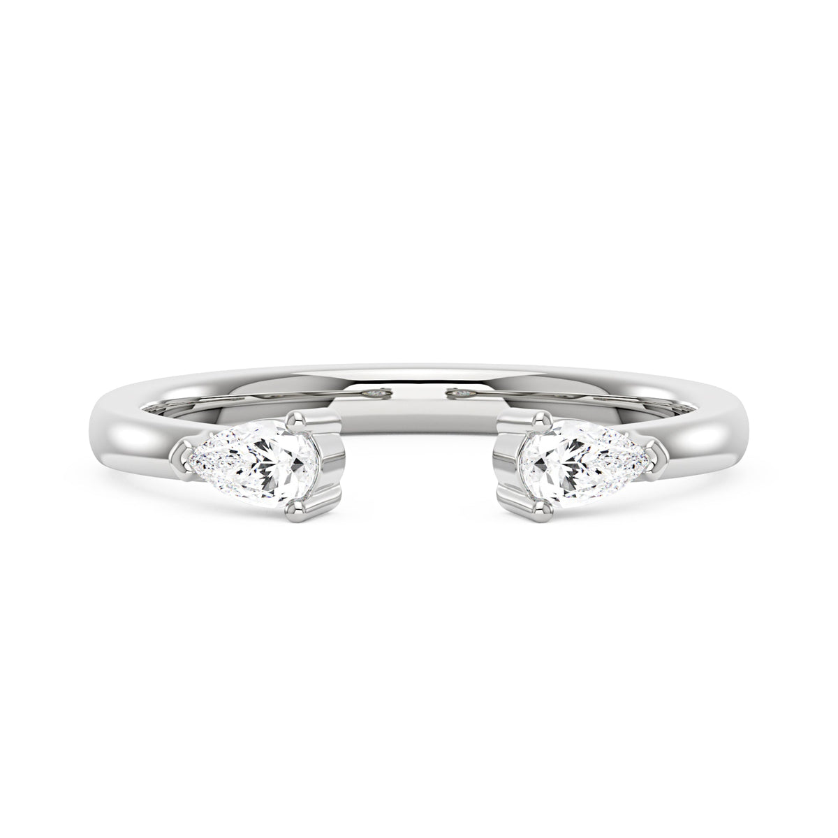 Twin Pear Moissanite Open Wedding Band Ring - NavianJewelry™