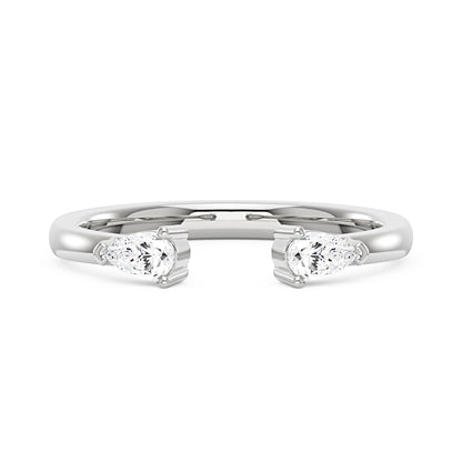 Twin Pear Moissanite Open Wedding Band Ring - NavianJewelry™