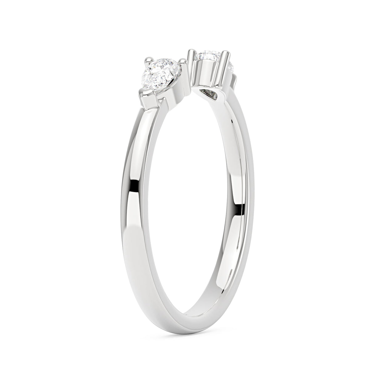 Twin Pear Moissanite Open Wedding Band Ring - NavianJewelry™