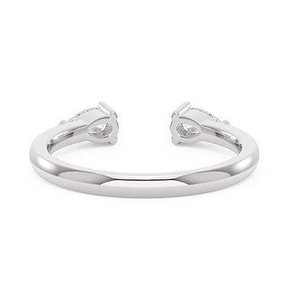 Twin Pear Moissanite Open Wedding Band Ring - NavianJewelry™