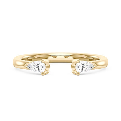 Twin Pear Moissanite Open Wedding Band Ring - NavianJewelry™