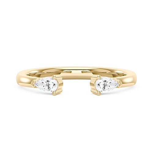 Twin Pear Moissanite Open Wedding Band Ring - NavianJewelry™