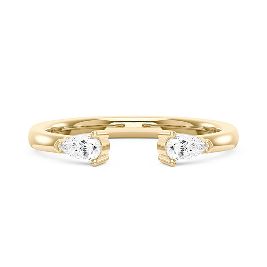 Twin Pear Moissanite Open Wedding Band Ring - NavianJewelry™