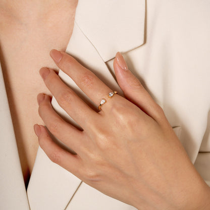Twin Pear Moissanite Open Wedding Band Ring - NavianJewelry™