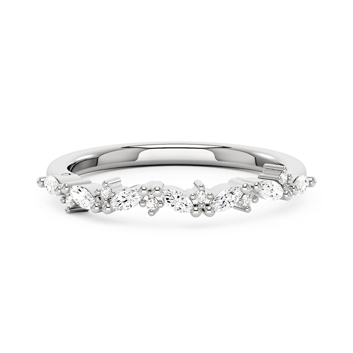 Nature Inspired Marquise Moissanite Half Eternity Band - NavianJewelry™