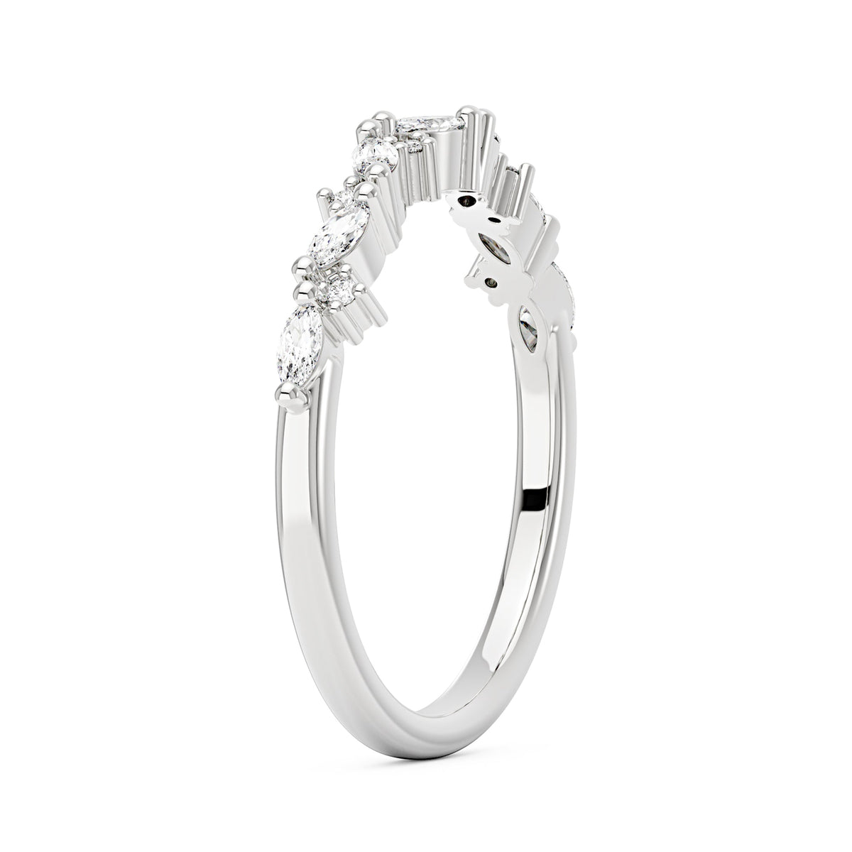 Nature Inspired Marquise Moissanite Half Eternity Band - NavianJewelry™