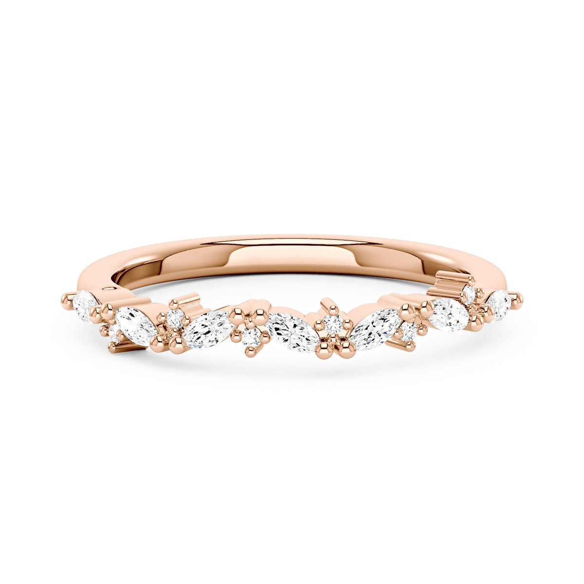 Nature Inspired Marquise Moissanite Half Eternity Band - NavianJewelry™