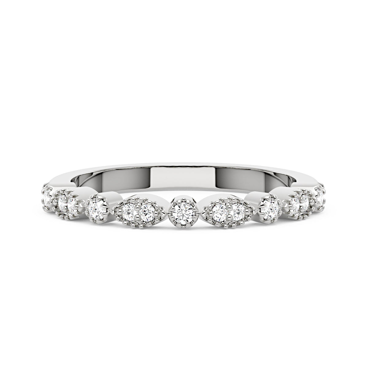 Nature Inspired Round Moissanite Half Eternity Band - NavianJewelry™