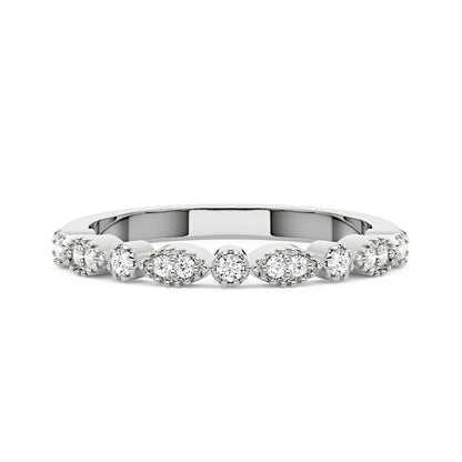 Nature Inspired Round Moissanite Half Eternity Band - NavianJewelry™
