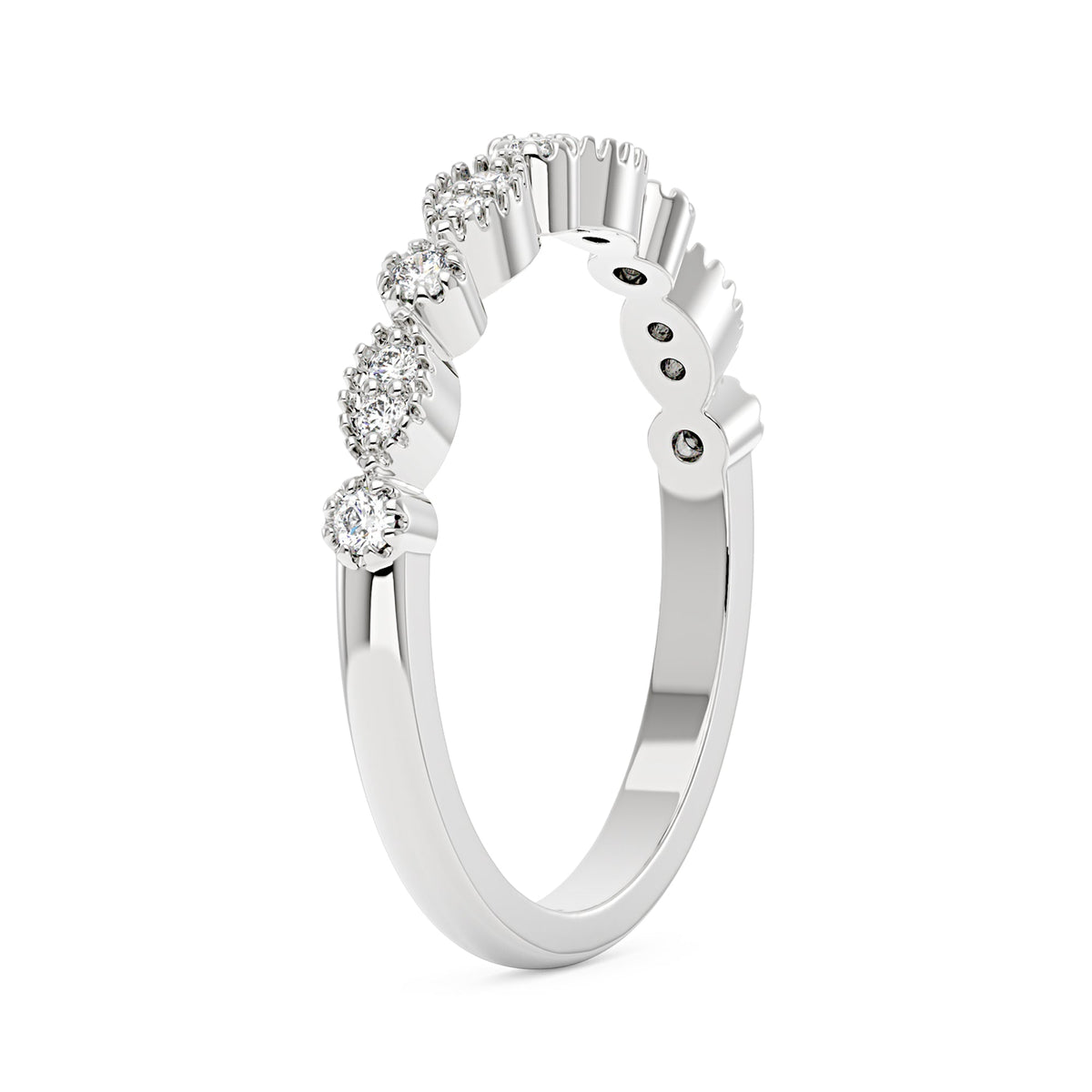 Nature Inspired Round Moissanite Half Eternity Band - NavianJewelry™