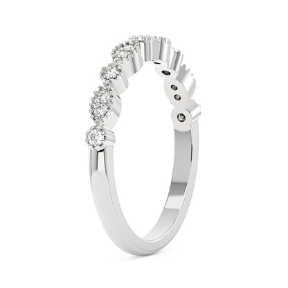 Nature Inspired Round Moissanite Half Eternity Band - NavianJewelry™