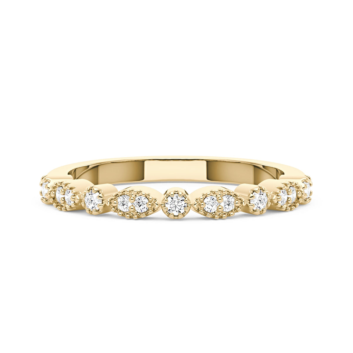 Nature Inspired Round Moissanite Half Eternity Band - NavianJewelry™