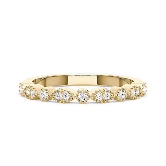 Nature Inspired Round Moissanite Half Eternity Band - NavianJewelry™