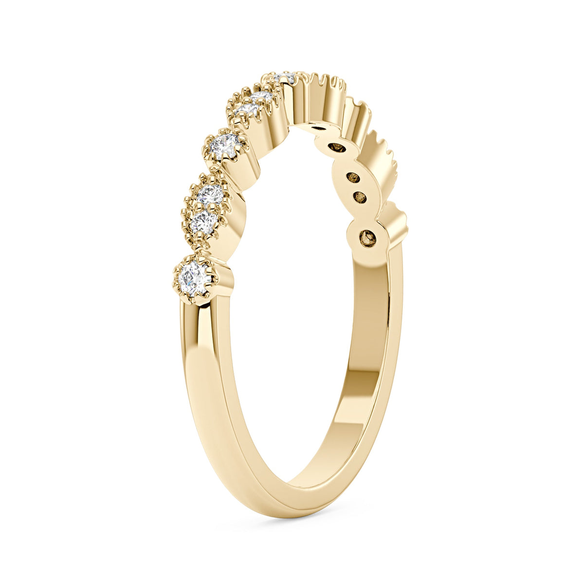 Nature Inspired Round Moissanite Half Eternity Band - NavianJewelry™