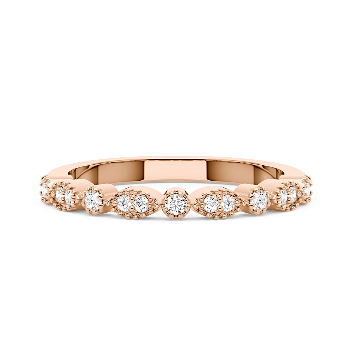 Nature Inspired Round Moissanite Half Eternity Band - NavianJewelry™