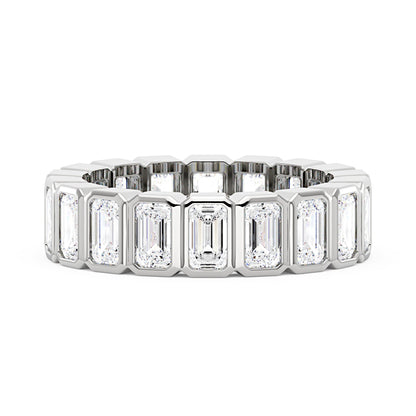Art Deco Emerald Cut Moissanite Bezel Eternity Band - NavianJewelry™