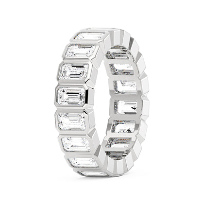 Art Deco Emerald Cut Moissanite Bezel Eternity Band - NavianJewelry™