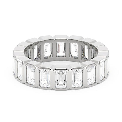 Art Deco Emerald Cut Moissanite Bezel Eternity Band - NavianJewelry™