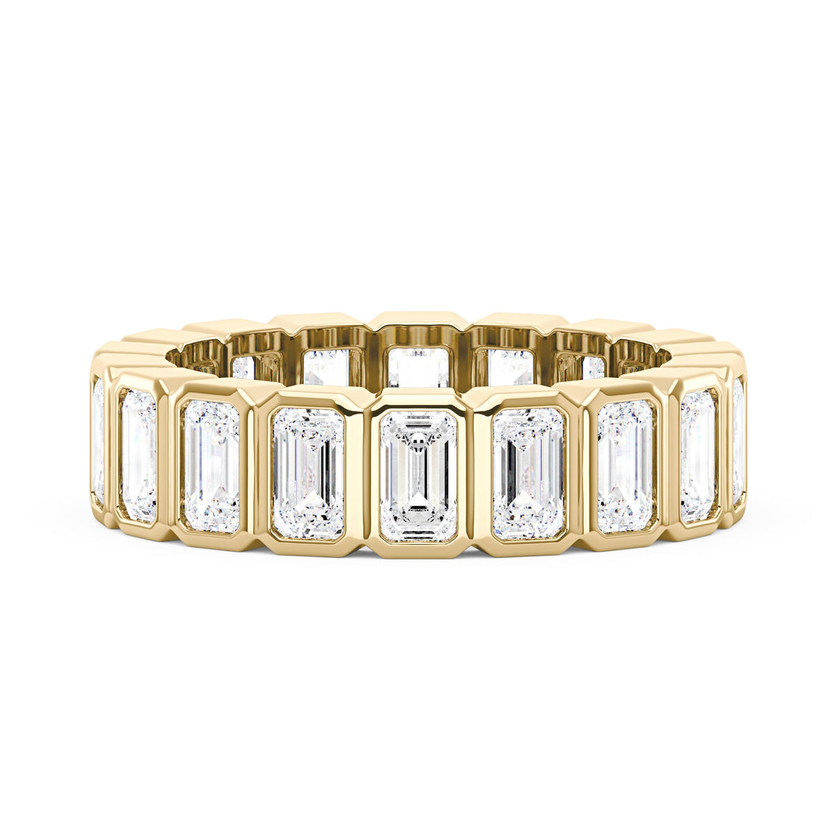 Art Deco Emerald Cut Moissanite Bezel Eternity Band - NavianJewelry™