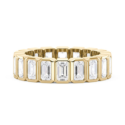Art Deco Emerald Cut Moissanite Bezel Eternity Band - NavianJewelry™