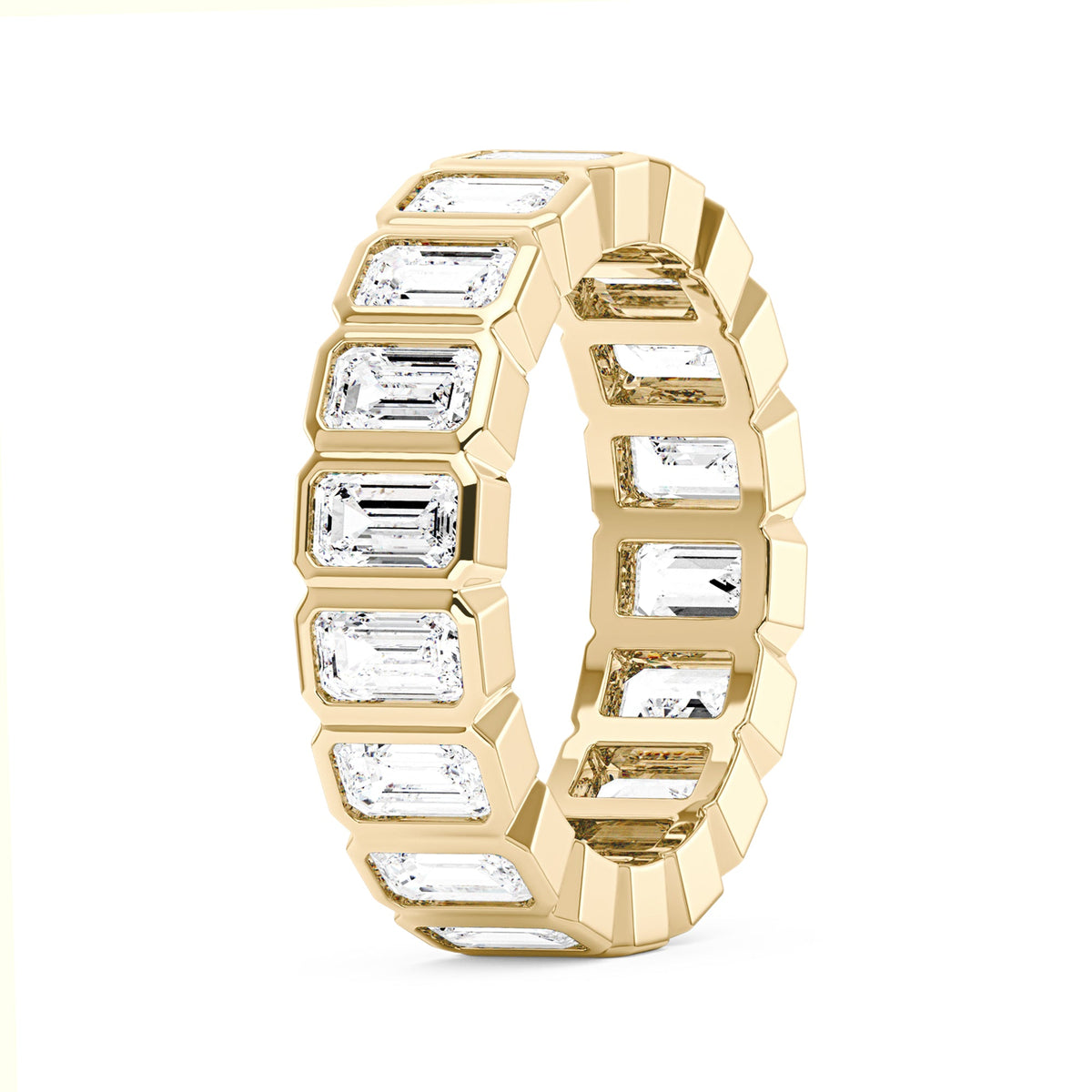 Art Deco Emerald Cut Moissanite Bezel Eternity Band - NavianJewelry™